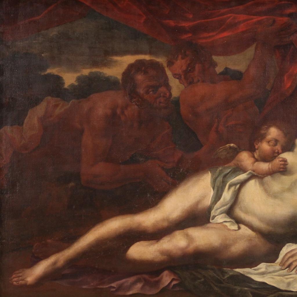 Late 17th Century 17th Century Oil on Canvas Italian Antique Mythological Painting Sleeping Venus