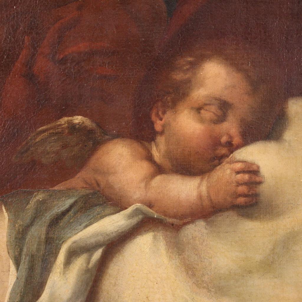 17th Century Oil on Canvas Italian Antique Mythological Painting Sleeping Venus 4