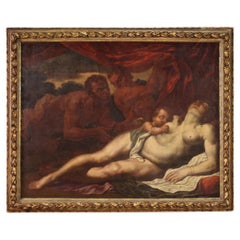 17th Century Oil on Canvas Italian Antique Mythological Painting Sleeping Venus