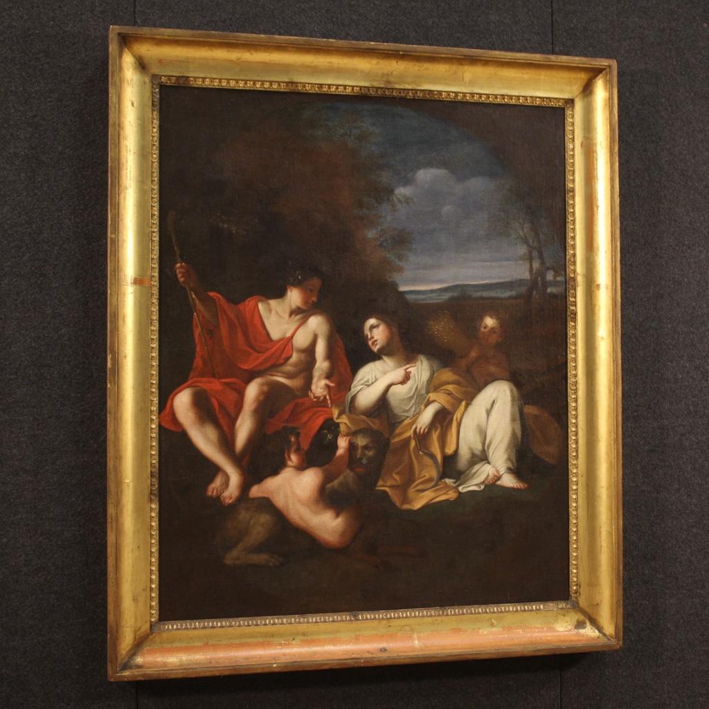 17th Century Oil on Canvas Italian Antique Mythological Painting Summer Allegory 7