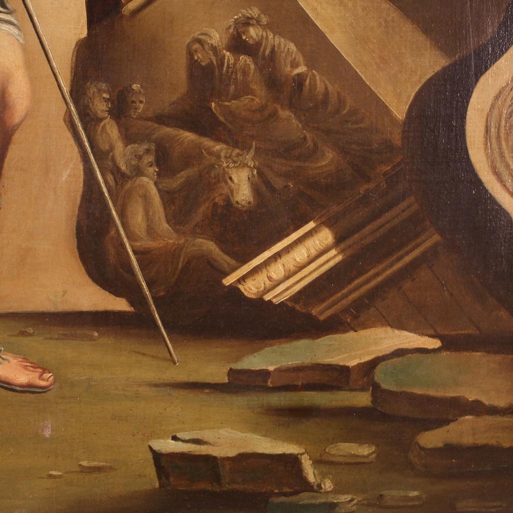 17th Century Oil on Canvas Italian Antique Painting Blind Belisarius, 1680 For Sale 7