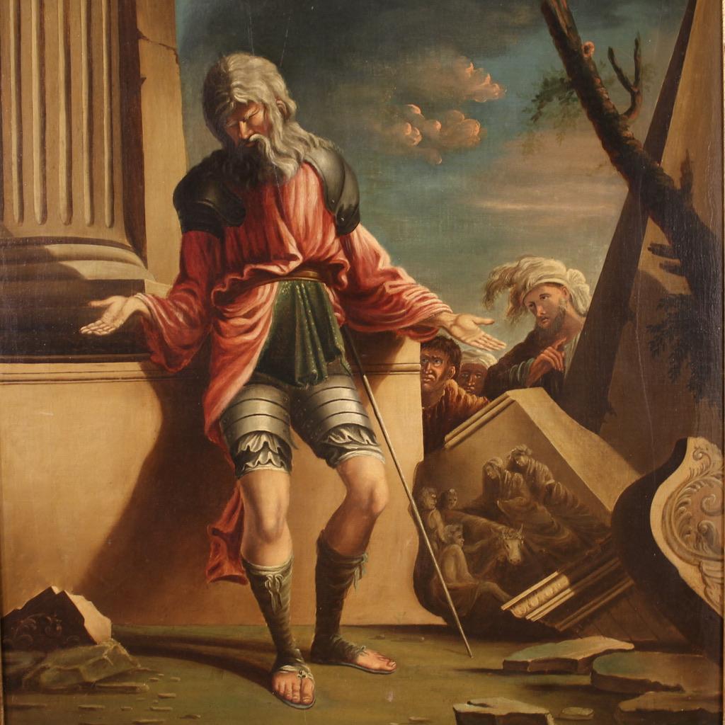 Italian huile sur toile du 17e siècle Peinture italienne ancienne Bélisaire aveugle, 1680 en vente