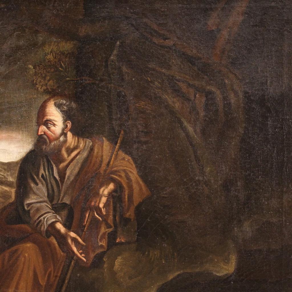 17th Century Oil on Canvas Italian Antique Painting Flight into Egypt, 1680 7