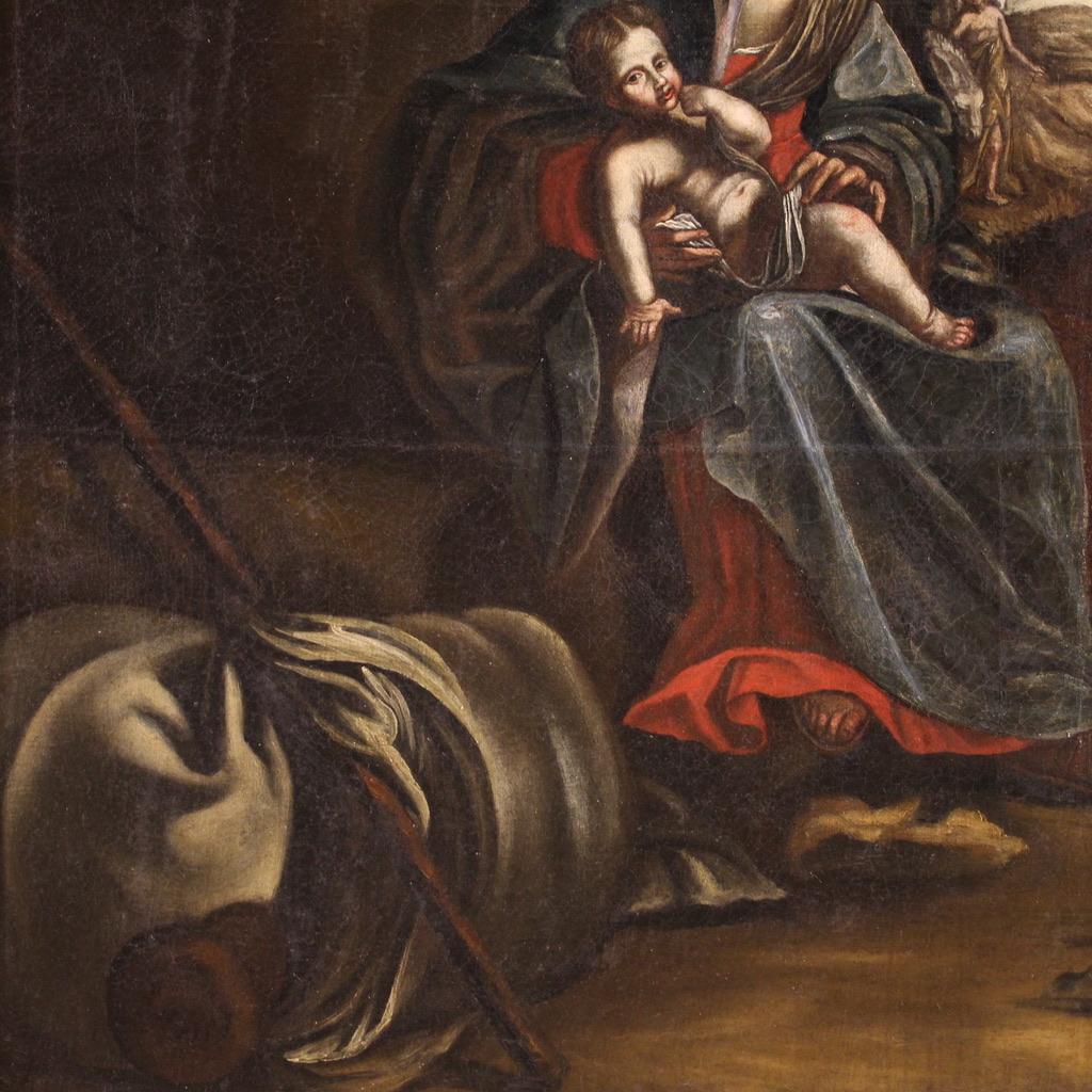 17th Century Oil on Canvas Italian Antique Painting Flight into Egypt, 1680 4