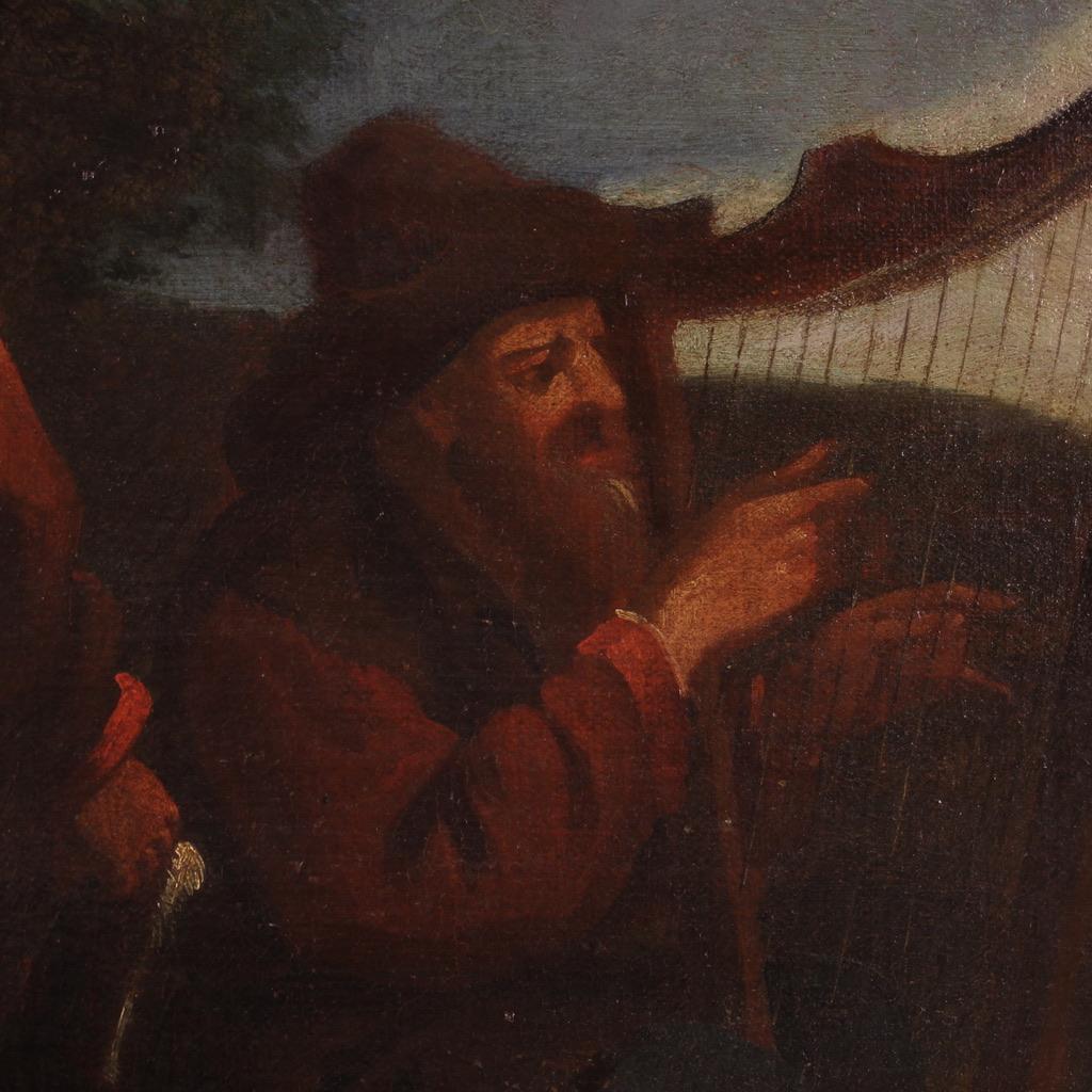 Italienisches antikes Gemälde, Öl auf Leinwand, Genre-Szene, Bamboccioni, 17. Jahrhundert im Angebot 6