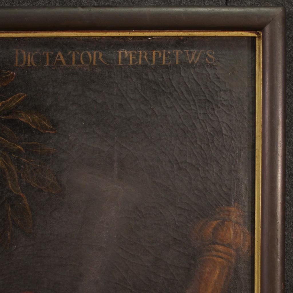 17th Century Oil on Canvas Italian Antique Painting Julius Caesar Portrait, 1630 im Angebot 4
