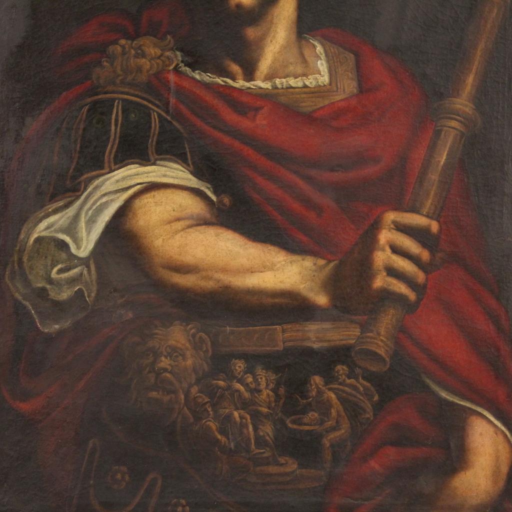 siglo XVII Óleo sobre Lienzo Pintura Antigua Italiana Retrato Julio César, 1680 en Bueno Estado en Vicoforte, Piedmont