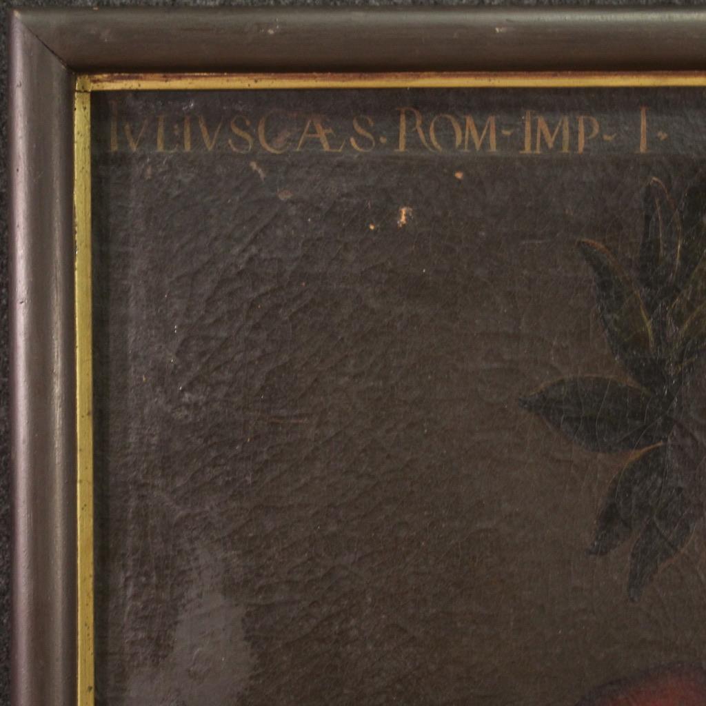 siglo XVII Óleo sobre Lienzo Pintura Antigua Italiana Retrato Julio César, 1680 2