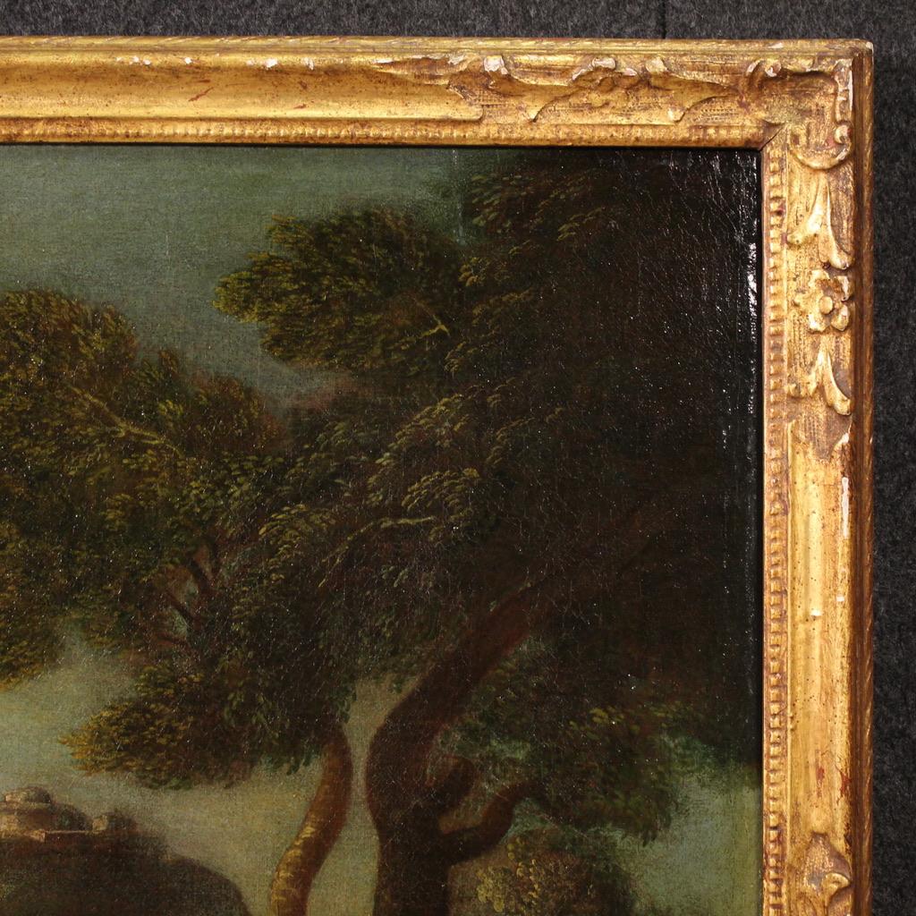 17th Century Oil on Canvas Italian Antique Painting Landscape with Figures, 1680 im Angebot 2