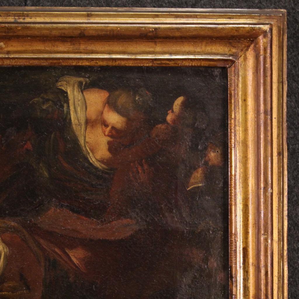 17. Jahrhundert Öl auf Leinwand Italienisch Antike Malerei Massaker an Unschuldigen, 1640 im Zustand „Gut“ im Angebot in Vicoforte, Piedmont