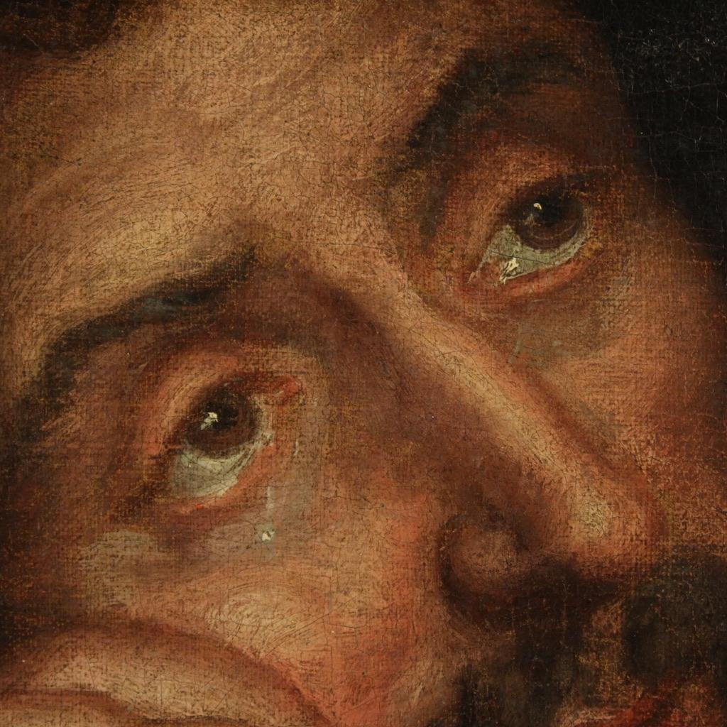 17th Century Oil on Canvas Italian Antique Painting Saint Peter Penitent, 1670 5