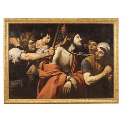 Huile sur toile italienne du 17ème siècle - Peinture ancienne - La capture du Christ, 1670