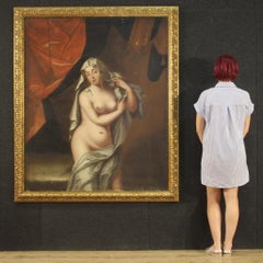 Huile sur toile italienne du 17ème siècle - Peinture ancienne d'une femme nue, 1670
