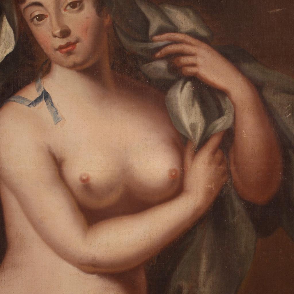 17th Century Oil on Canvas Italian Antique Painting Woman Nude, 1670 6