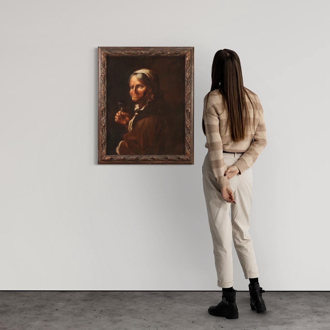 pintura al óleo sobre lienzo del siglo XVII Retrato antiguo italiano, 1630 8