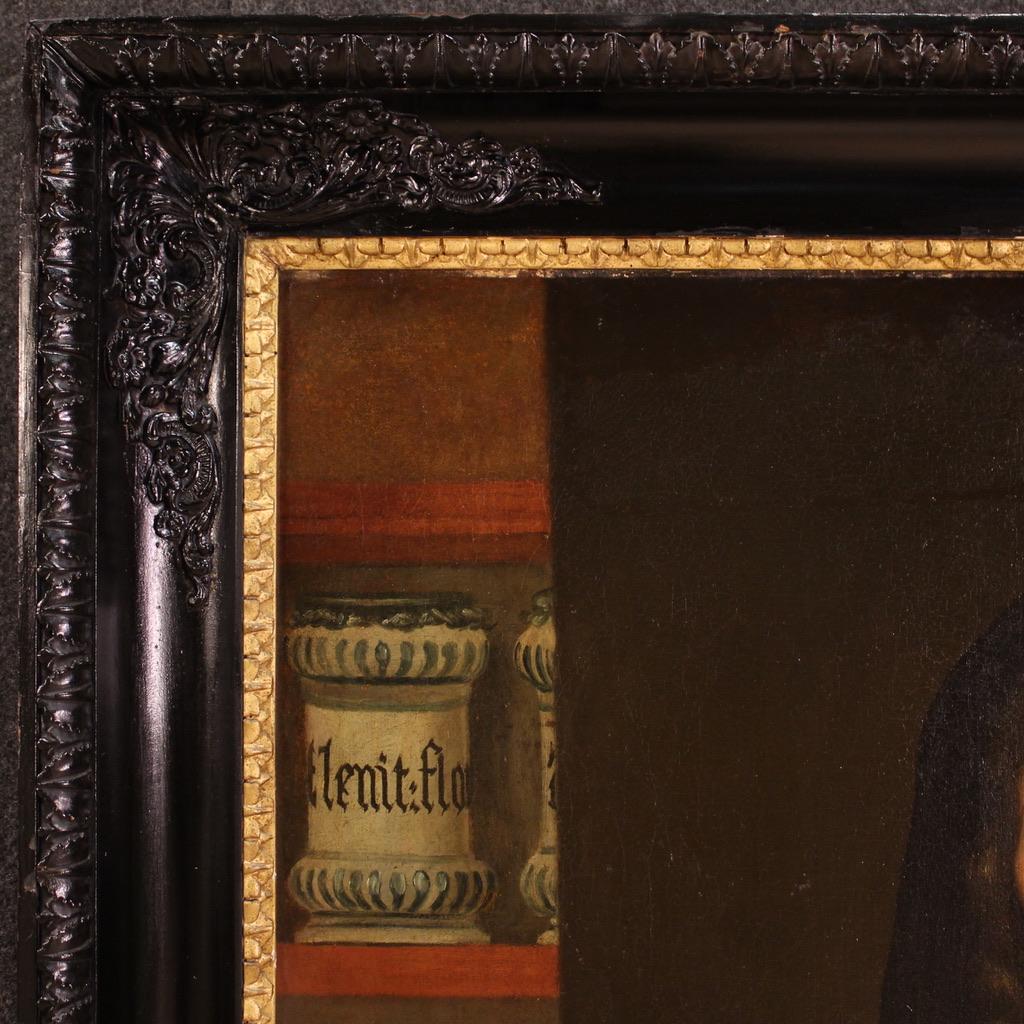 17th Century Oil on Canvas Italian Antique Portrait Painting, 1680 For Sale 6