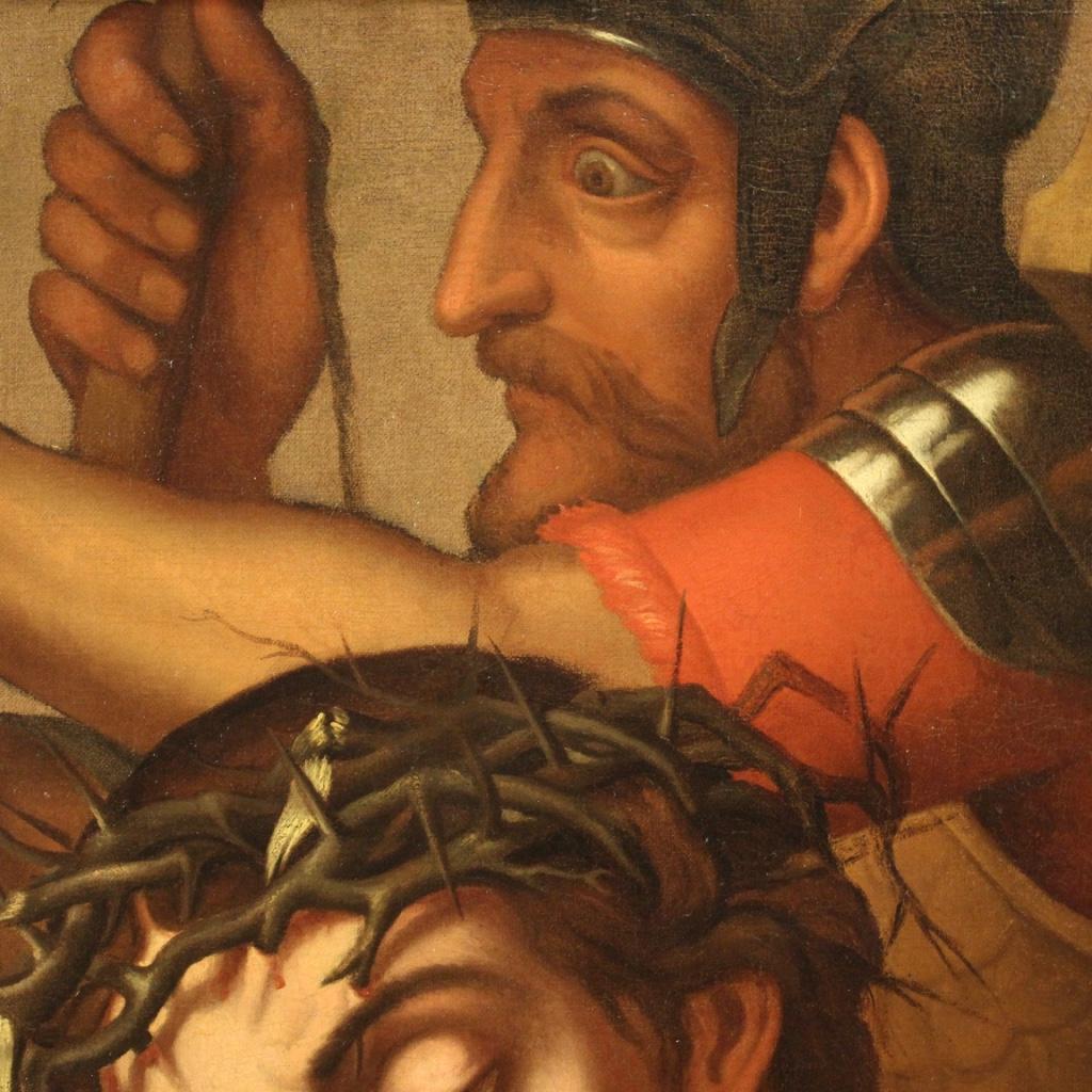 17th Century Oil on Canvas Flemish Antique Religious Christ Painting, 1670 2