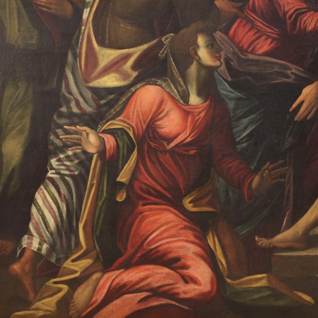 17th Century Oil on Canvas Italian Antique Religious Painting, 1630 3