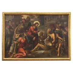17th Century Oil on Canvas Italian Antique Religious Painting, 1630