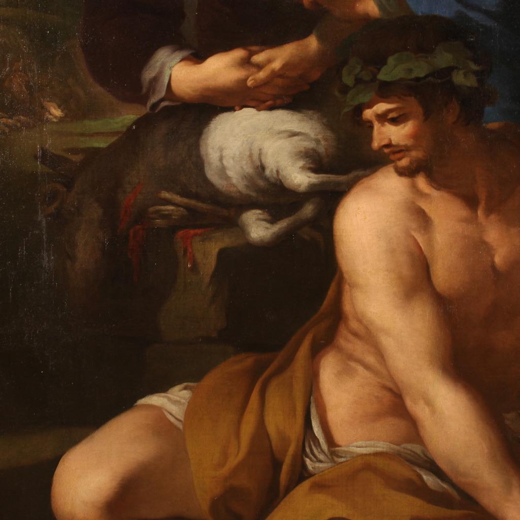 óleo sobre lienzo del siglo XVII Pintura religiosa antigua italiana, 1650 en venta 3