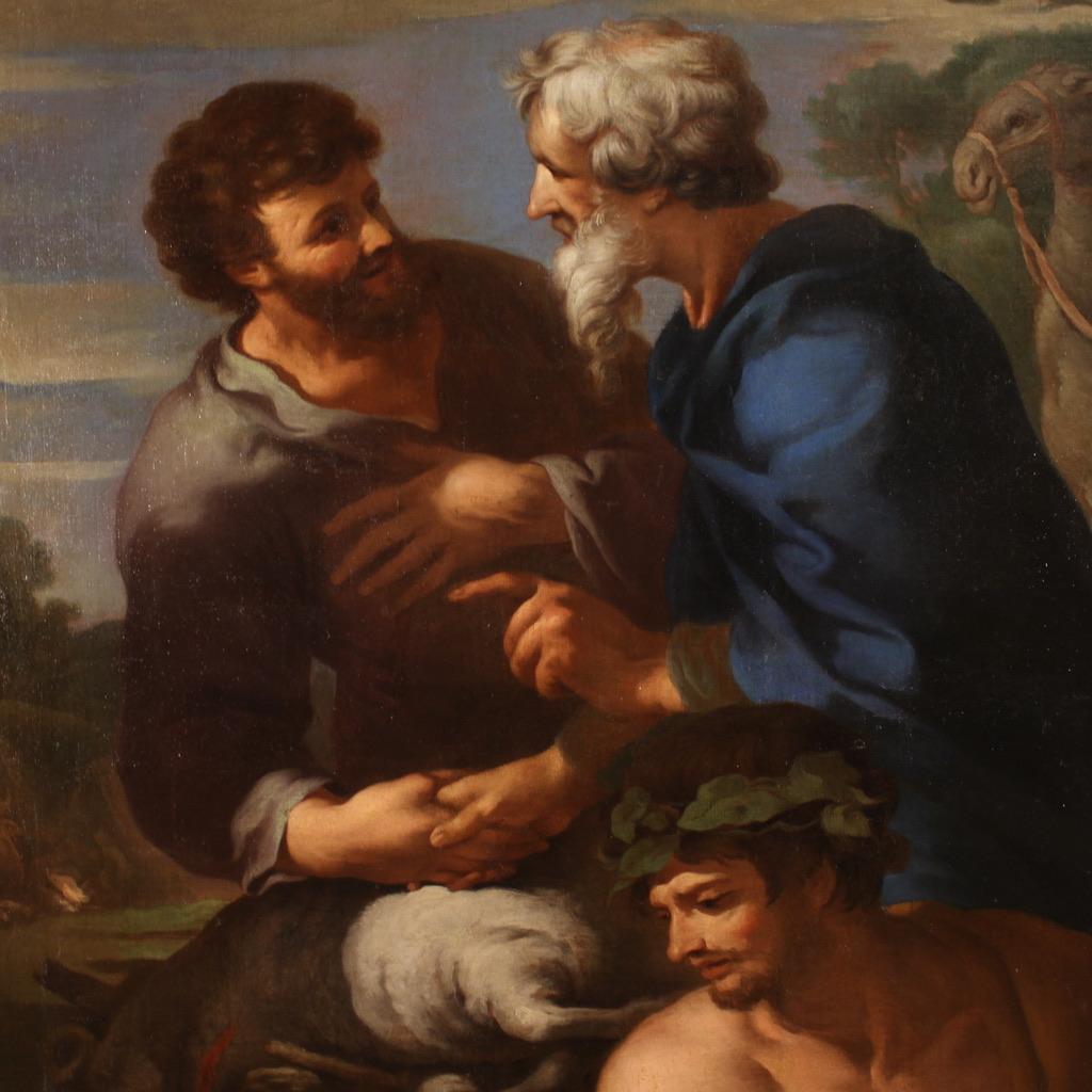 óleo sobre lienzo del siglo XVII Pintura religiosa antigua italiana, 1650 Mid-17th Century en venta