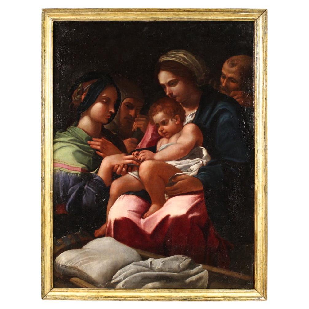 17th Century Oil on Canvas Italian Antique Religious Painting, 1650