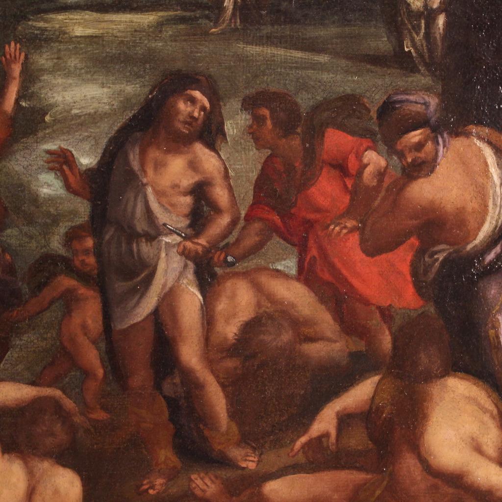 17th Century Oil on Canvas Italian Antique Religious Painting, 1670 9