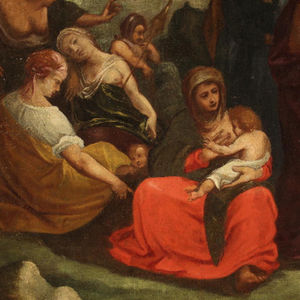 17th Century Oil on Canvas Italian Antique Religious Painting, 1670 4
