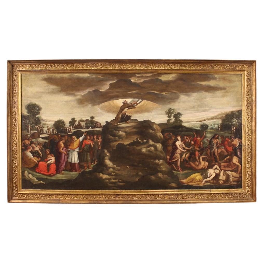 17th Century Oil on Canvas Italian Antique Religious Painting, 1670
