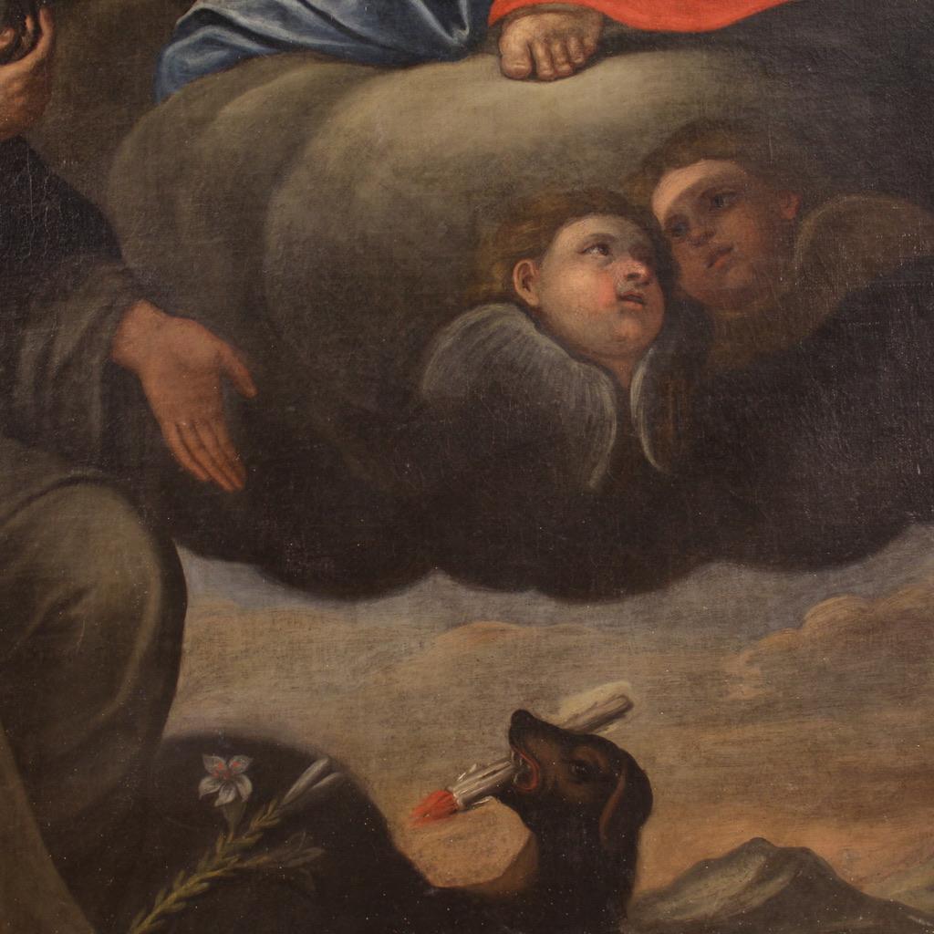 17th Century Oil on Canvas Italian Antique Religious Painting, 1680 8