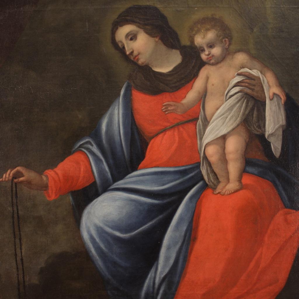 17th Century Oil on Canvas Italian Antique Religious Painting, 1680 3