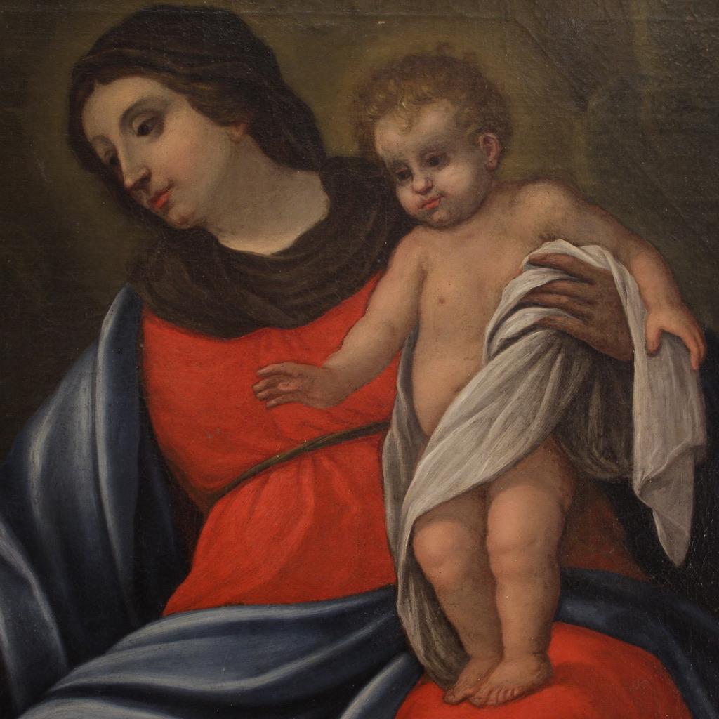 17th Century Oil on Canvas Italian Antique Religious Painting, 1680 4