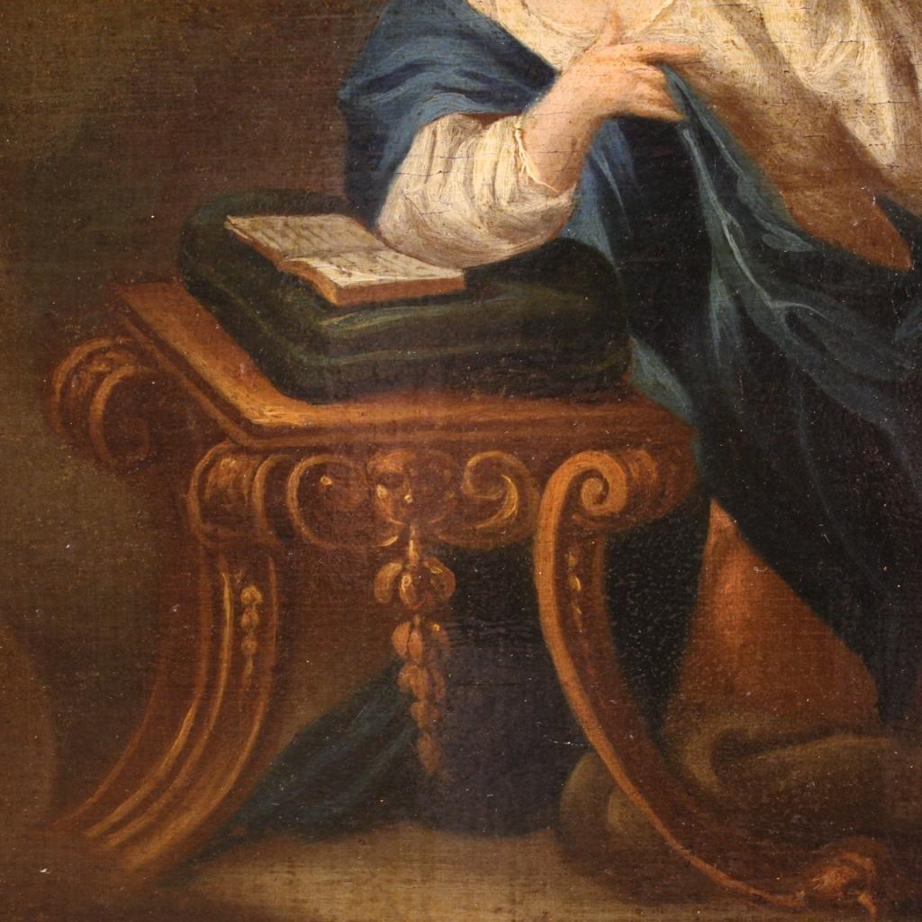 17th Century Oil on Canvas Italian Antique Religious Painting Annunciation, 1680 6