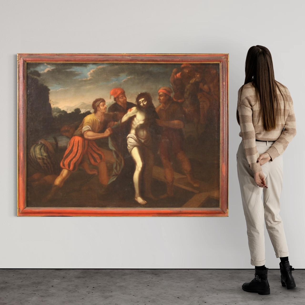 17th Century Oil on Canvas Italian Antique Religious Painting Christ, 1670 9