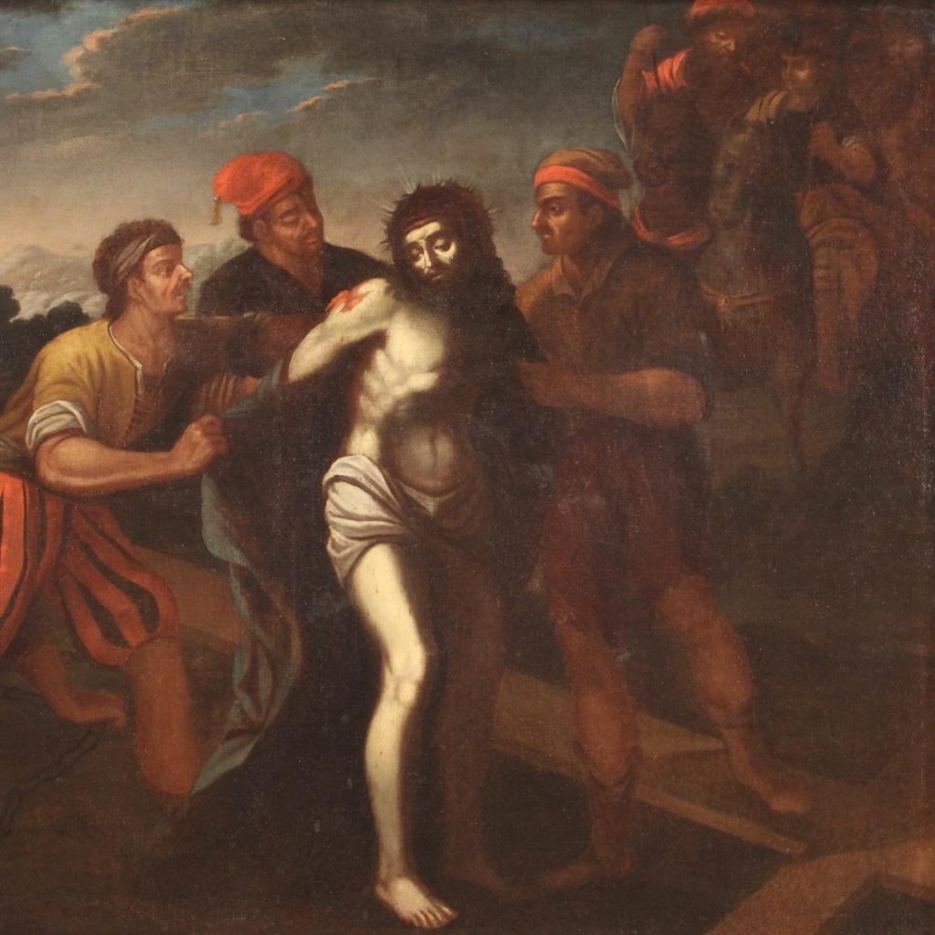 Huile sur toile italienne ancienne du 17ème siècle représentant un Christ, peinture religieuse, 1670 en vente 1