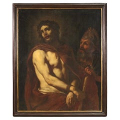 17th Century Oil on Canvas Italian Antique Religious Painting Ecce Homo, 1660