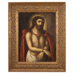 17th Century Oil on Canvas Italian Antique Religious Painting Ecce Homo, 1670