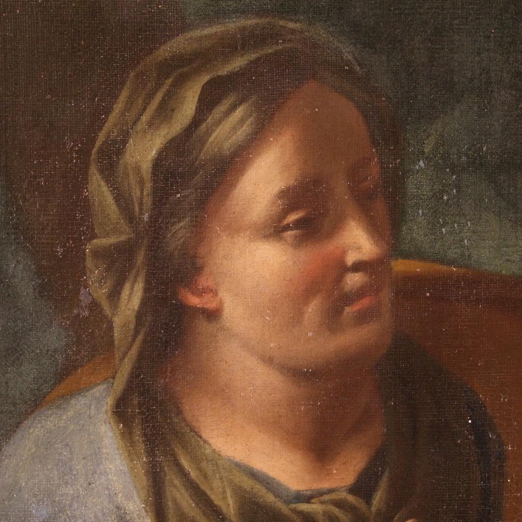 Huile sur toile italienne ancienne du 17ème siècle - Peinture religieuse - Fille Sainte, 1670 6