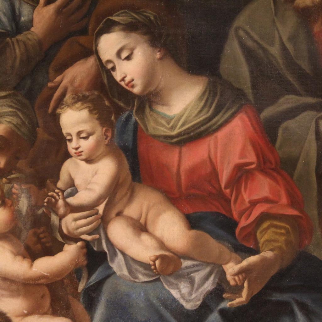 Toile Huile sur toile italienne ancienne du 17ème siècle - Peinture religieuse - Fille Sainte, 1670
