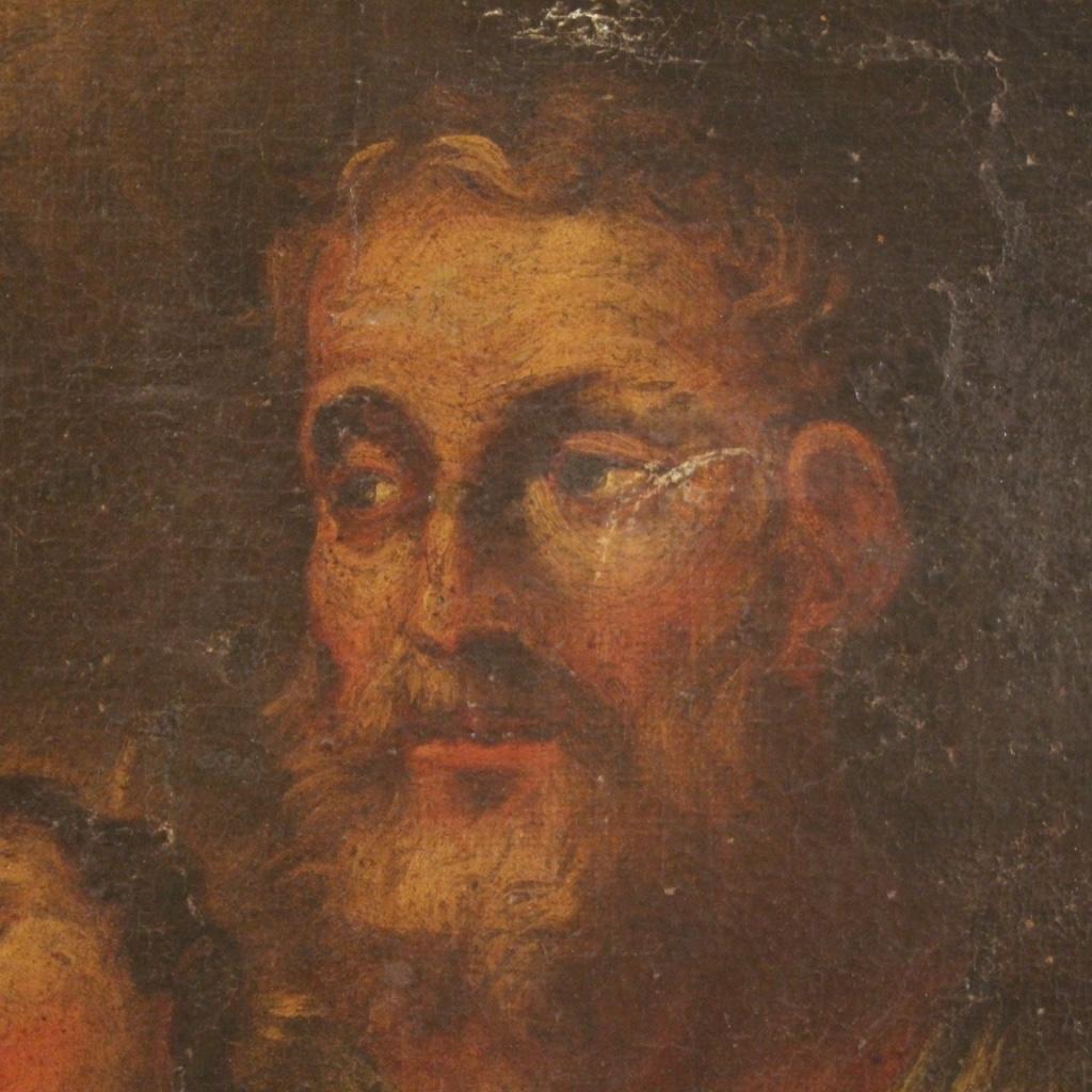 Tela Olio su tela del XVII secolo Dipinto religioso antico italiano Sacra Famiglia, 1670