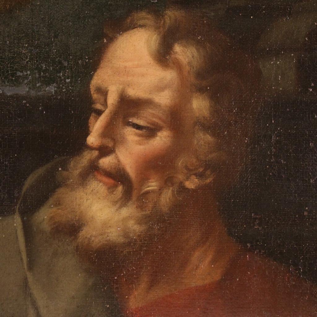 Huile sur toile italienne ancienne du 17ème siècle - Peinture religieuse - Fille Sainte, 1670 4
