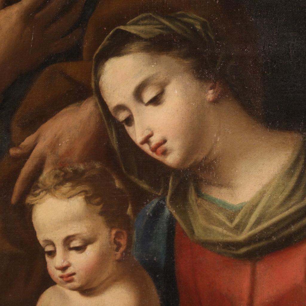 Huile sur toile italienne ancienne du 17ème siècle - Peinture religieuse - Fille Sainte, 1670 5