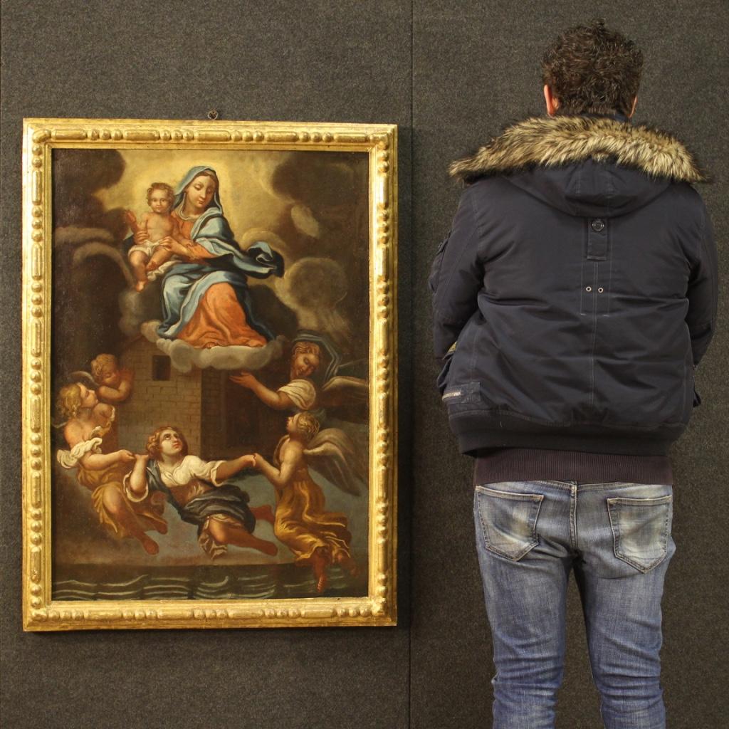 17th Century Oil on Canvas Italian Antique Religious Painting Loreto Miracle 9