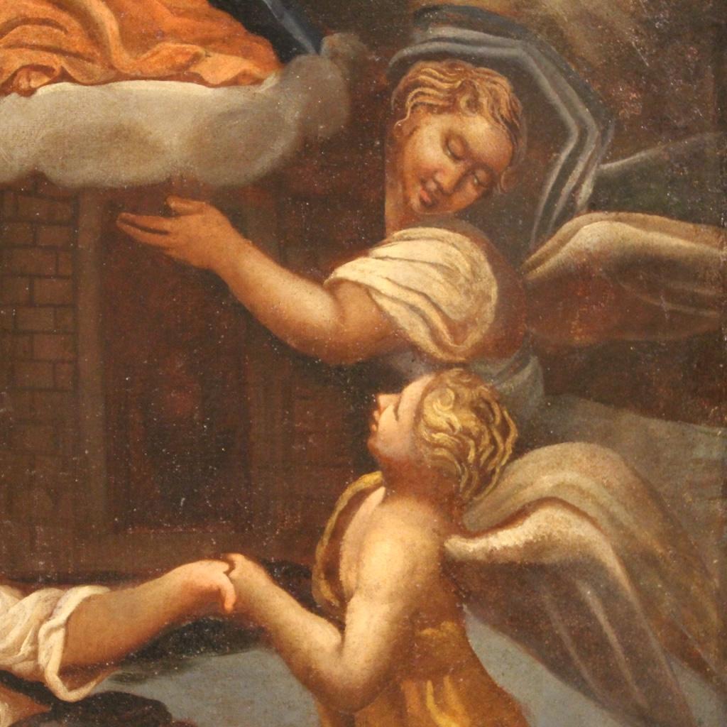 17th Century Oil on Canvas Italian Antique Religious Painting Loreto Miracle 3