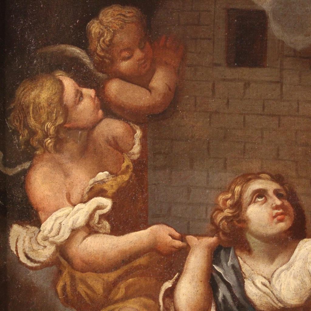 17th Century Oil on Canvas Italian Antique Religious Painting Loreto Miracle 4