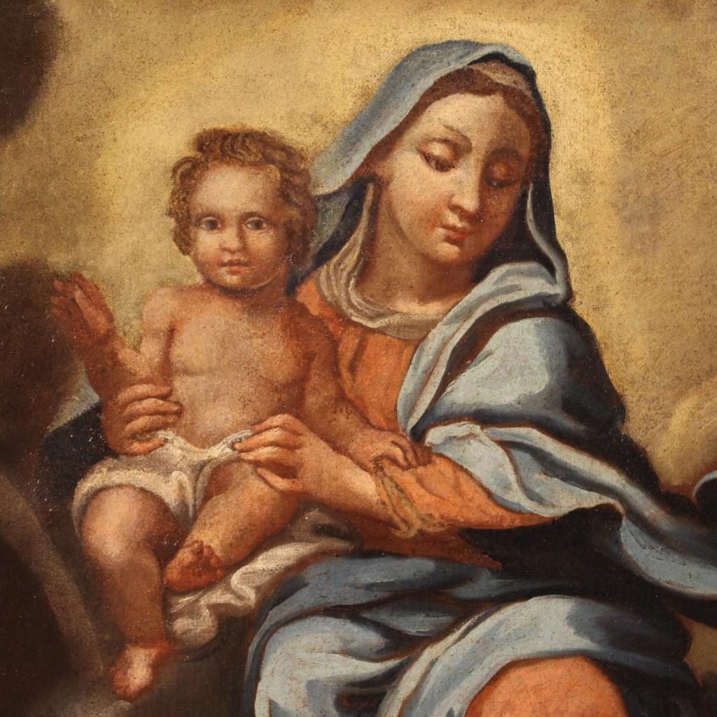 17th Century Oil on Canvas Italian Antique Religious Painting Loreto Miracle 5