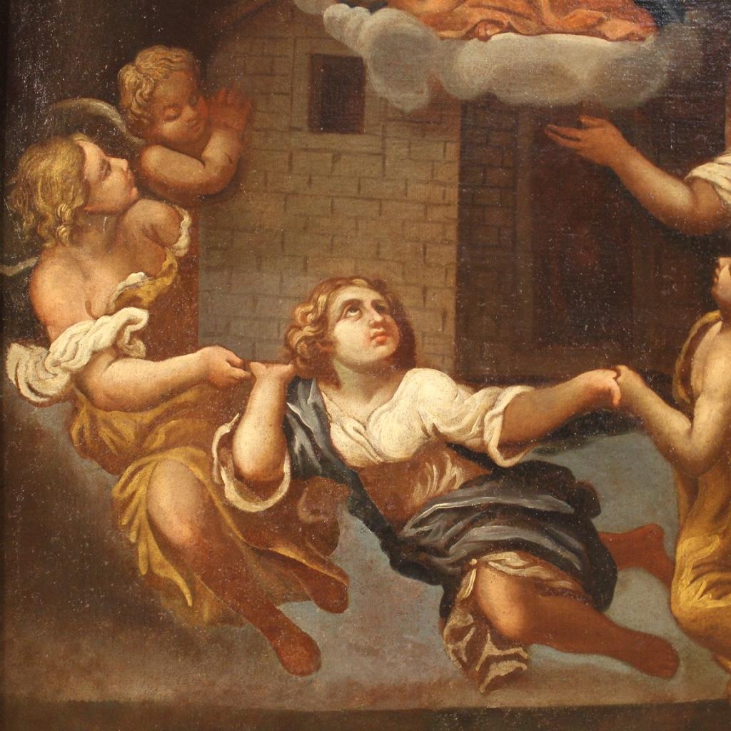 17th Century Oil on Canvas Italian Antique Religious Painting Loreto Miracle 6