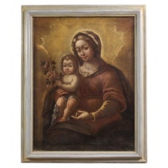 17. Jahrhundert Öl auf Leinwand italienische antike religiöse Malerei Madonna mit Kind