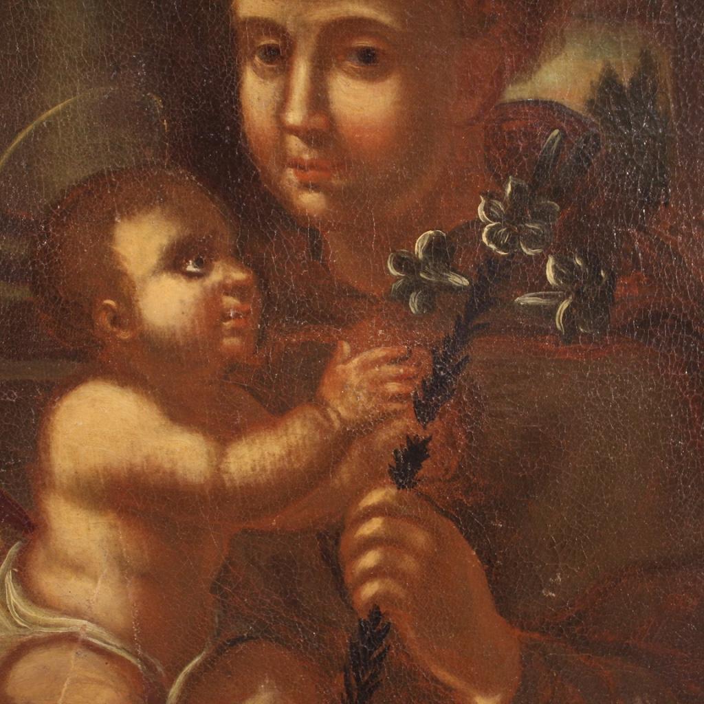 17th Century Oil on Canvas Italian Painting Saint Anthony of Padua, 1650 1