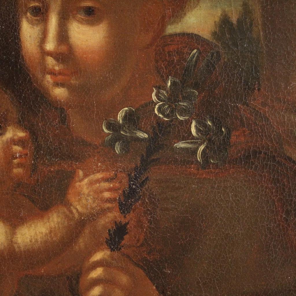 17th Century Oil on Canvas Italian Painting Saint Anthony of Padua, 1650 5